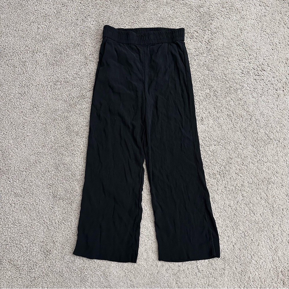 H&M Black Wide Leg Elastic Waist Casual Pants Womens S